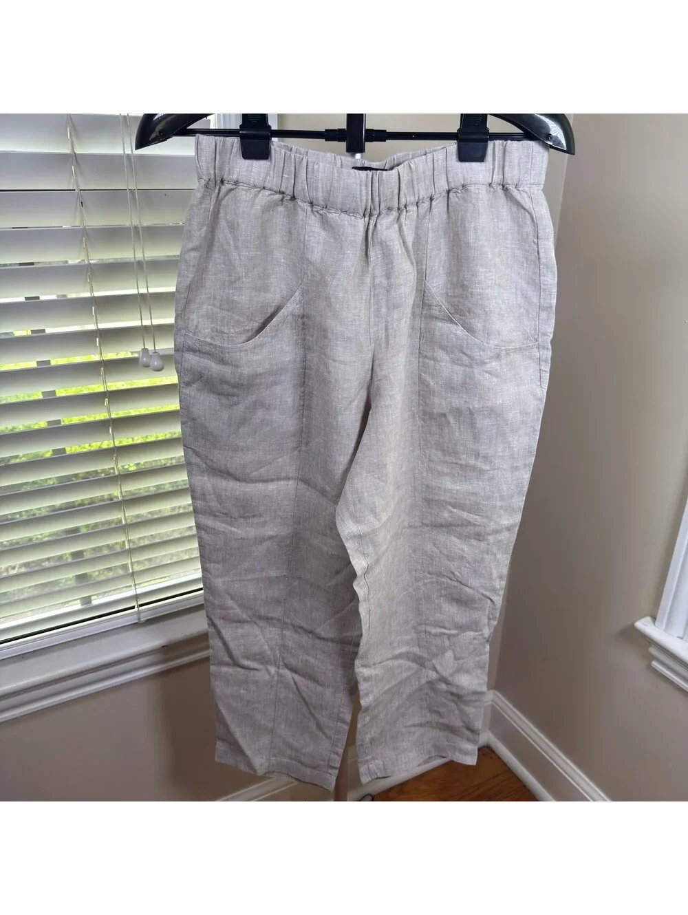 Quince 100% European Linen Tapered Ankle Pants Flax Beige Size Medium NWOT